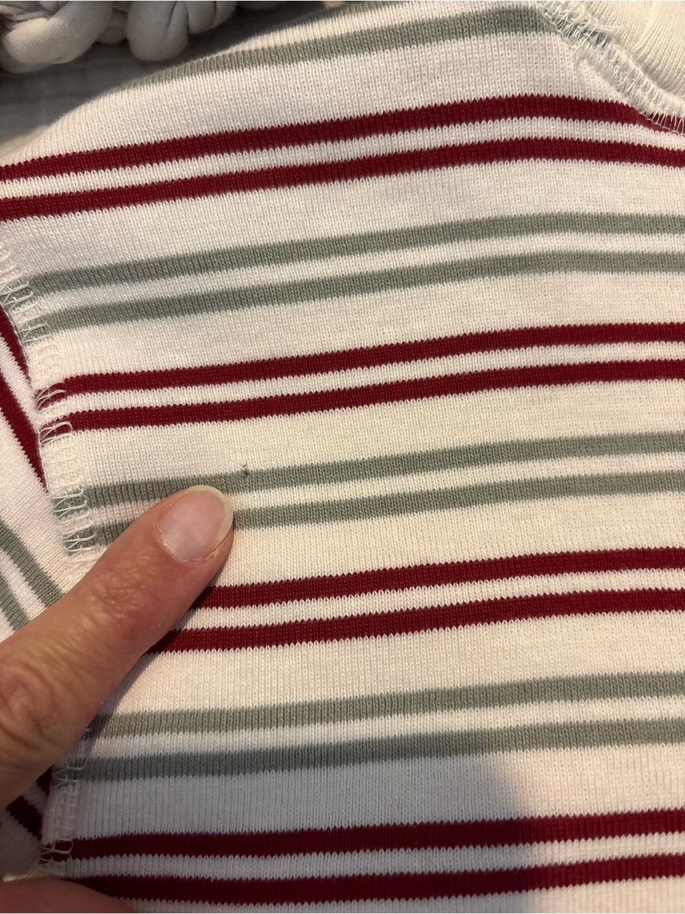 PACT Organic Cotton Burgundy Red Sage Green Striped Long Sleeve Pajama Set S - Picture 7 of 10